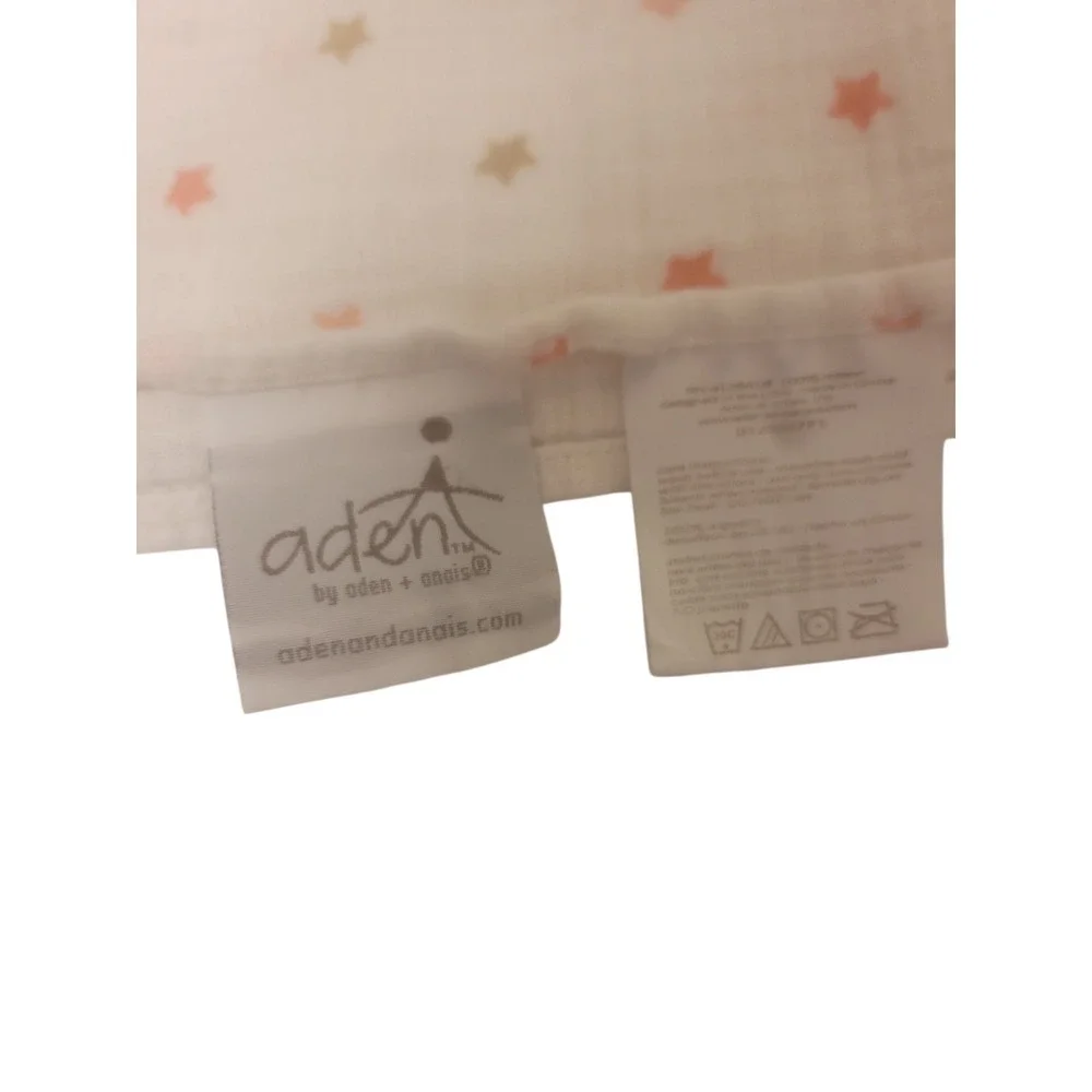 Aden by Aden + Anais  Swaddle‎ Blanket White Pink Brown Tan Stars Muslin
